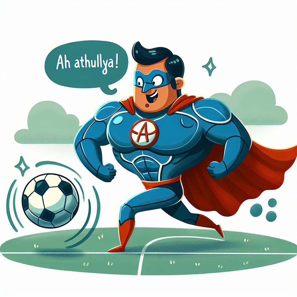1) Thank-you AI Generated Card - Superman playing football and saying "ah athulya"  (00261)