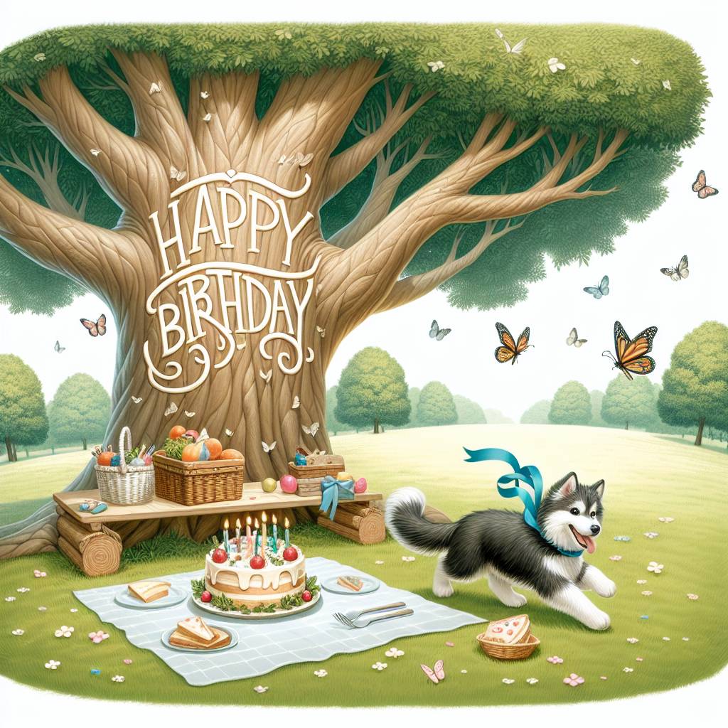 3) Birthday AI Generated Card - Siberian Husky   (34597)