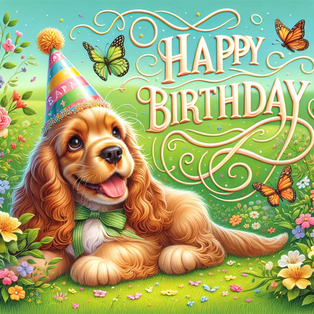 4) Birthday AI Generated Card - Spaniel (Cocker)   (5deef)