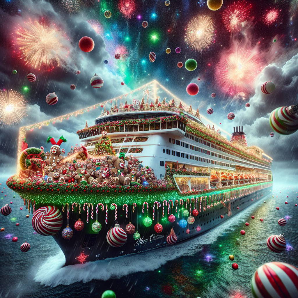 4) Christmas AI Generated Card - cruise ship (b4811)