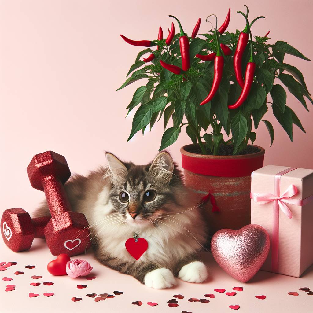 1) Valentines-day AI Generated Card - Cat, Chilli, and Gym (74bf4)