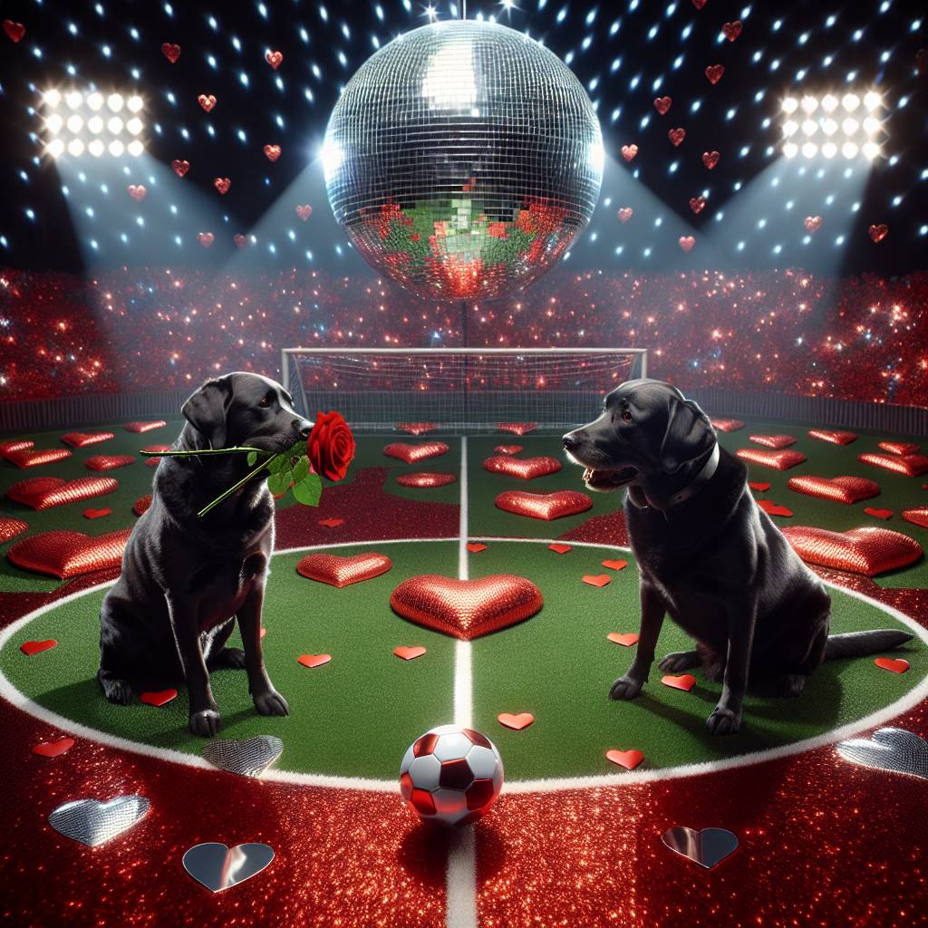 2) Valentines-day AI Generated Card - Black Labrador , Soccer , Disco, and Sports (7d567)