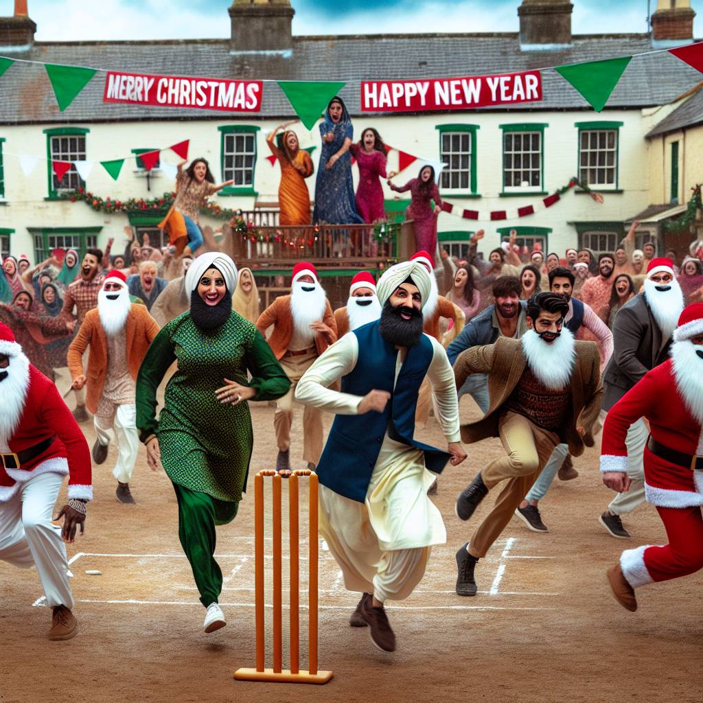 4) Christmas AI Generated Card - Cricket, and Bollywood  (1ccc6)