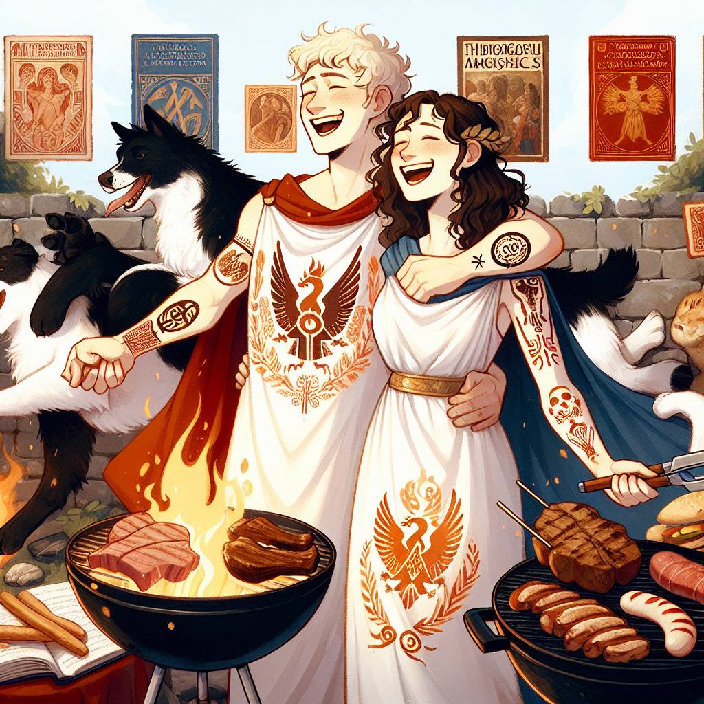 2) Anniversary AI Generated Card - Meat, BBQ, Mongolians, Romans, History, Zelda, White and black Cat, and Whippet (f6308)