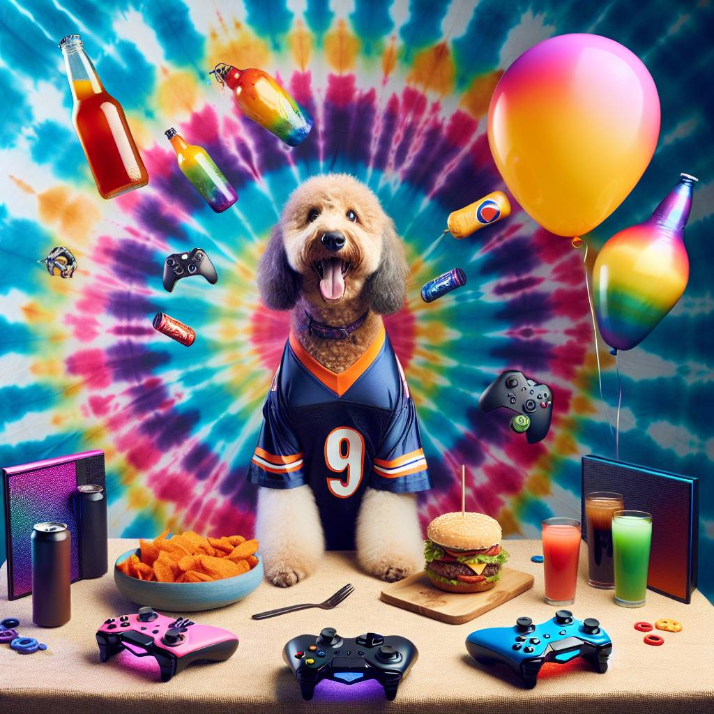 1) Birthday AI Generated Card - Newcastle Football team, Labradoodle  , Gaming , Burgers , Prime drink , and Tye dye clothing  (73412)