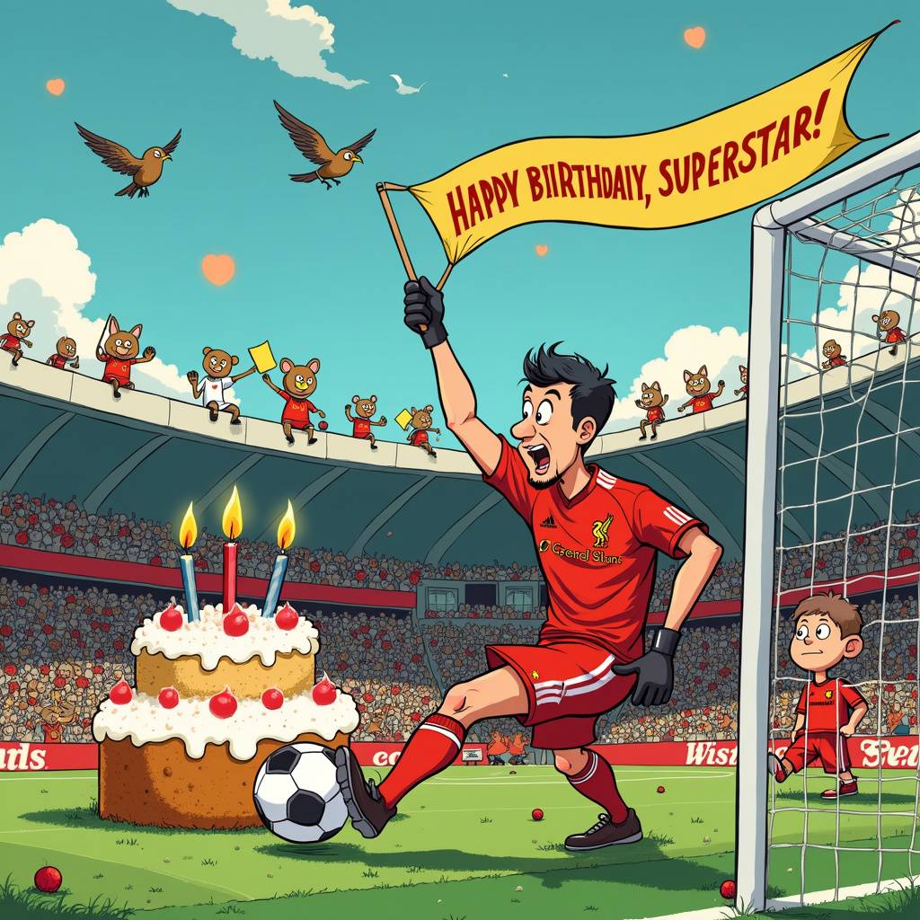 1) Birthday AI Generated Card - Soccer starz, Liverpool football club, and Cubs (70fca)