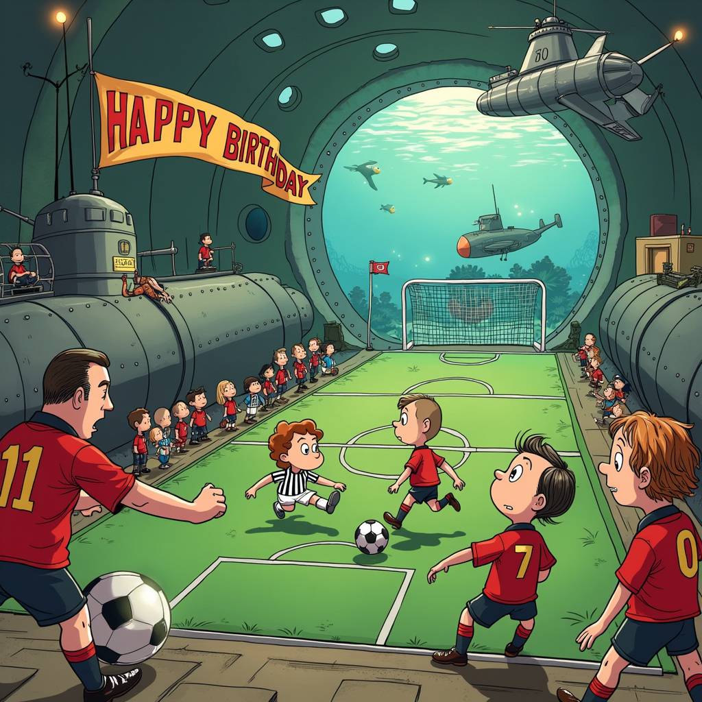 1) Birthday AI Generated Card - Second world war , Submarines , Football, Manchester united, and The west wing (2f955)