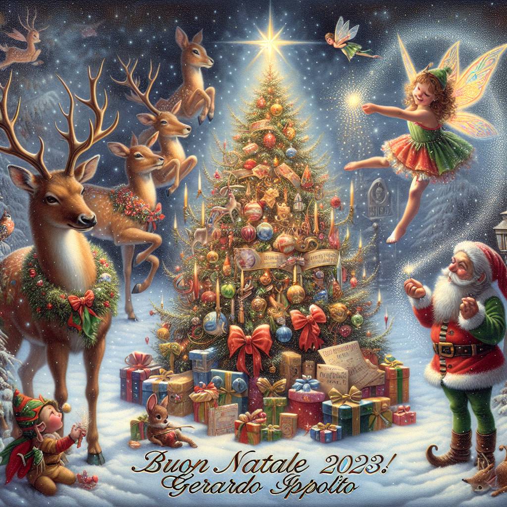 2) Birthday AI Generated Card - Christmas tree, Reindeer, Fairy, and Christmas elf (498f3)