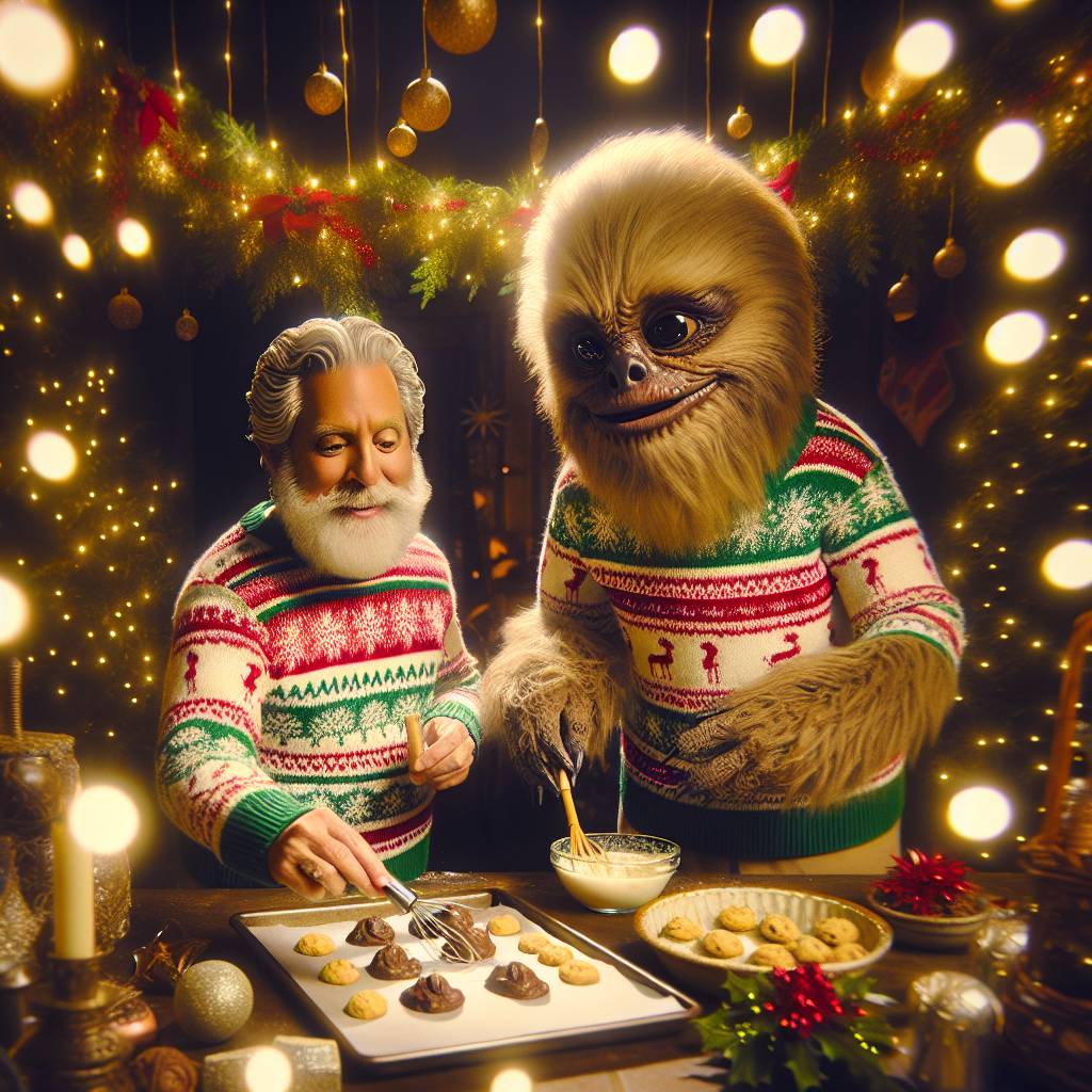 4) Christmas AI Generated Card - Dick, Truffle, and Wookie (a725d)})