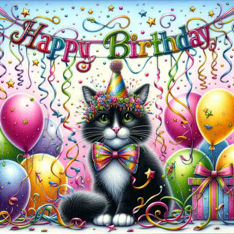 Tuxedo Cat Birthday Cards