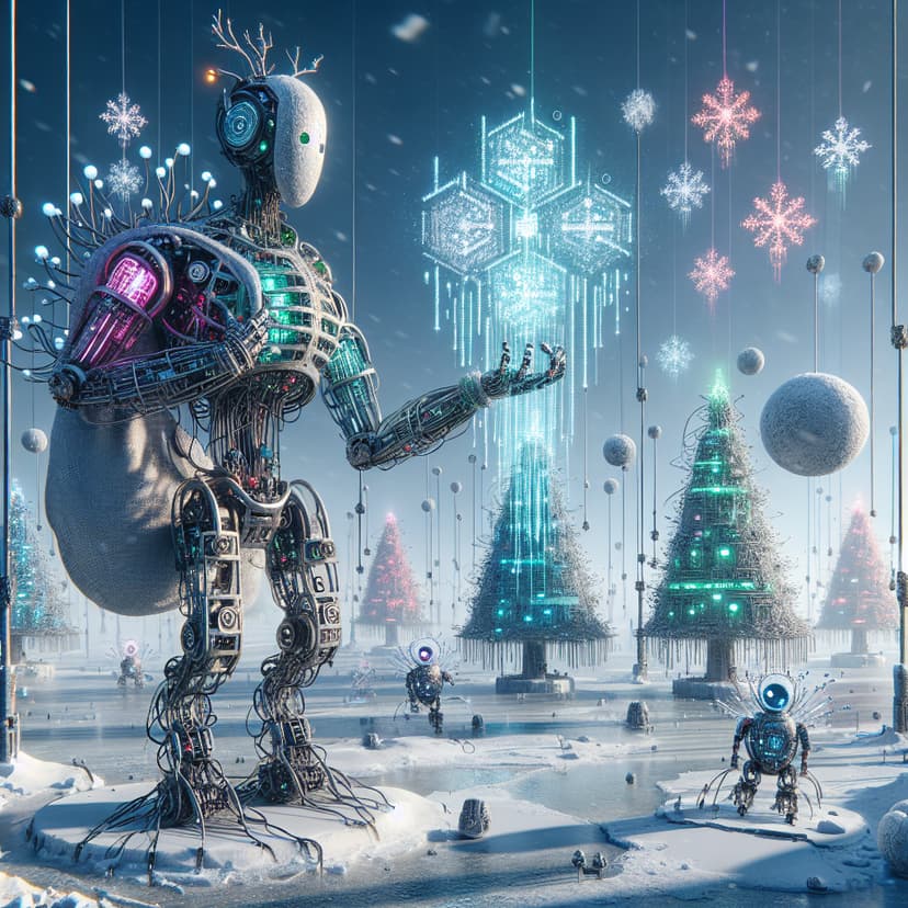 Merry Christmas Card with Silly Robot Cards