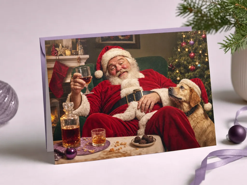 Funny Dad as Santa card idea